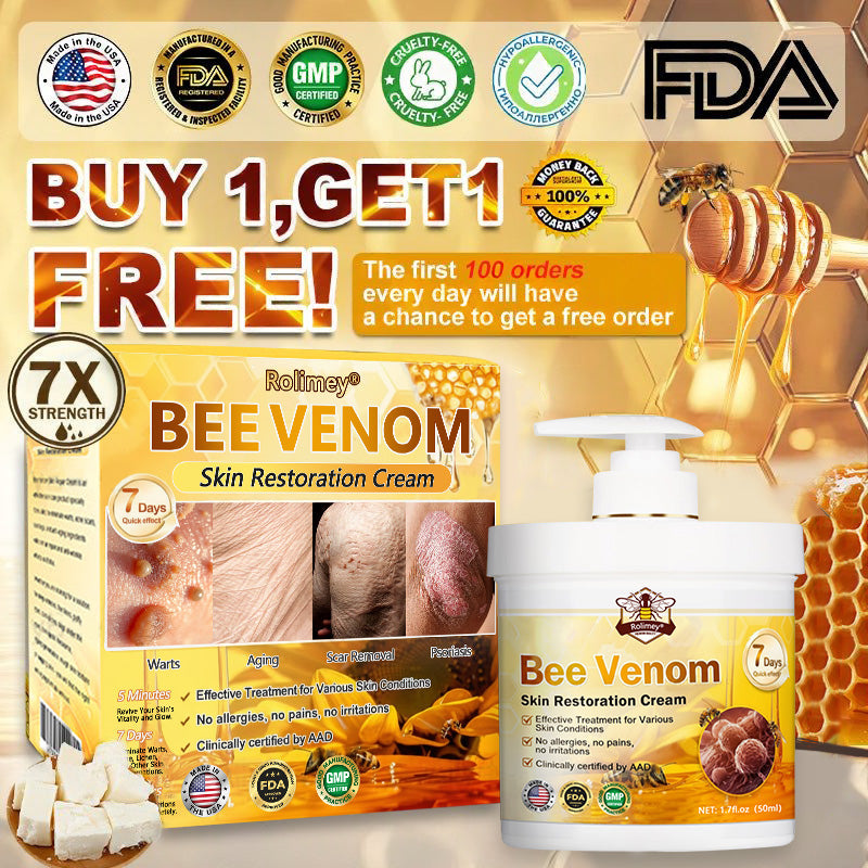 FDA Approved|Rolimey® Bee Venom Skin Restoration Cream (Anti-aging, Hydrating, Skin Repair, Even Tone, Acne and Dark Spot Treatment, Wart and Mole Removal, Psoriasis Relief)