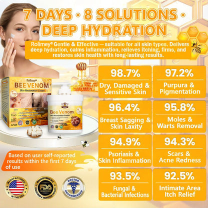 FDA Approved|Rolimey® Bee Venom Skin Restoration Cream (Anti-aging, Hydrating, Skin Repair, Even Tone, Acne and Dark Spot Treatment, Wart and Mole Removal, Psoriasis Relief)
